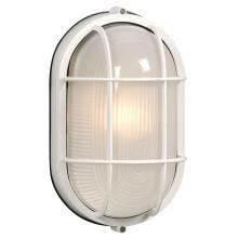  305013WH-142EB - Outdoor Cast Aluminum Marine Light with Guard - in White finish with Frosted Glass (Wall or Ceiling